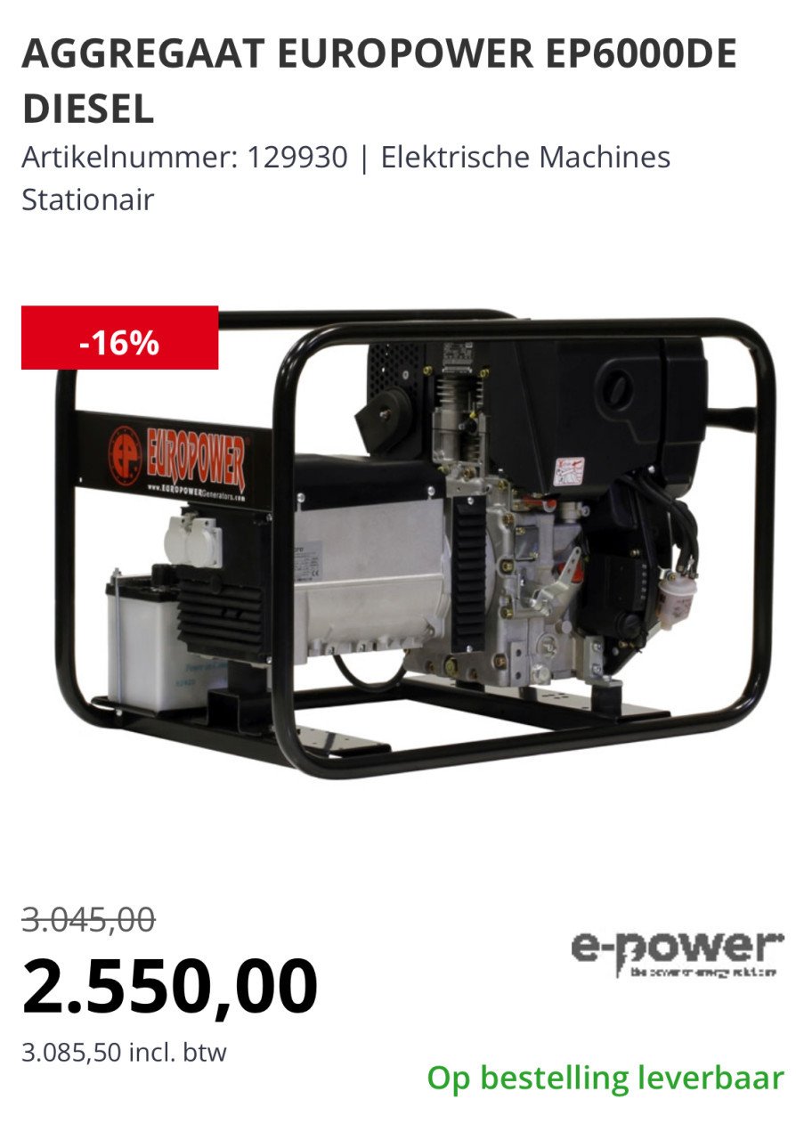 Aggregaat Europower EP6000DE Yanmar diesel