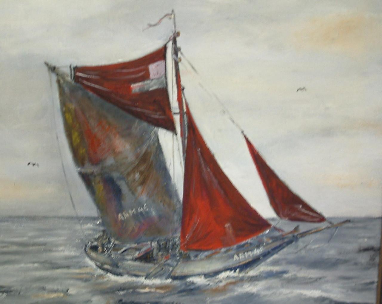 Hoogaars -hengst  oude visserij  schilderijen  Jac Caljouw  Arnemuiden