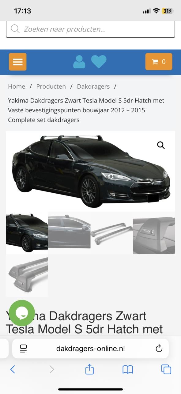 Tesla model S dakdragers en fietsen drager