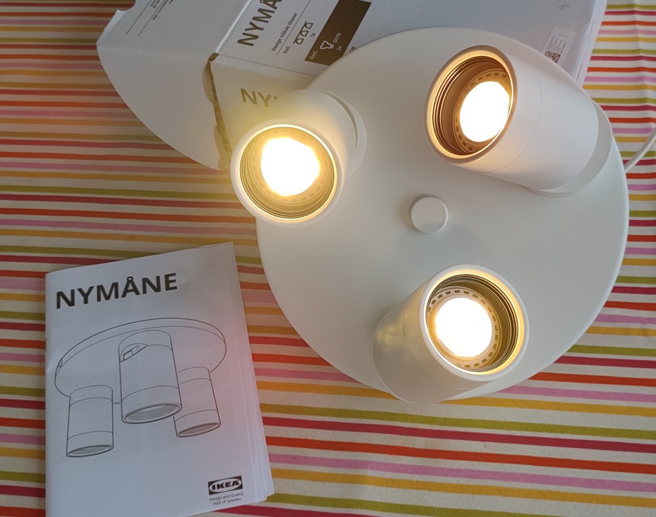 NIEUW - Ikea plafondspot NYMÅNE met 3 spots (led-lamp)