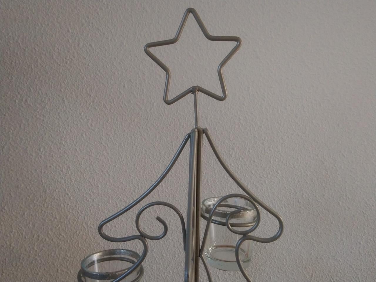 Metalen kerstboom met glazen waxinelichthouders, h 40 cm