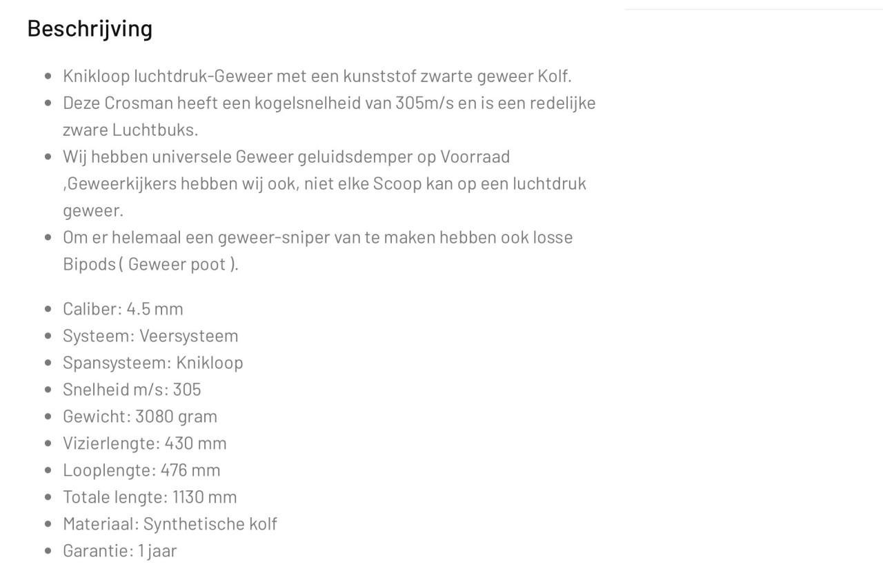 Luchtbuks met toebehoren