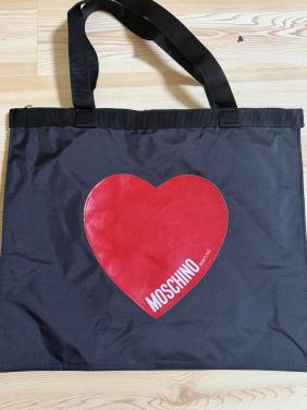 Moschino Parfums shopper / strandtas zwart met rood hart – NIEUW