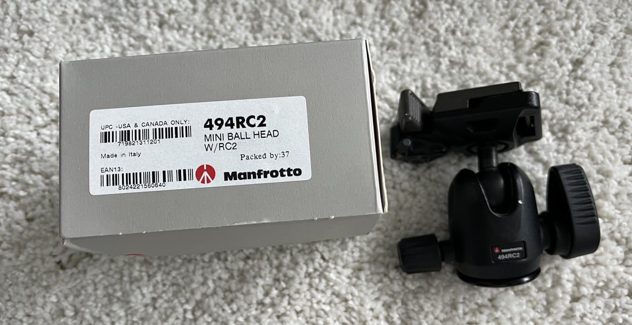 Manfrotto monopod 679B en balhoofd 494RC2 incl. snelkoppeling