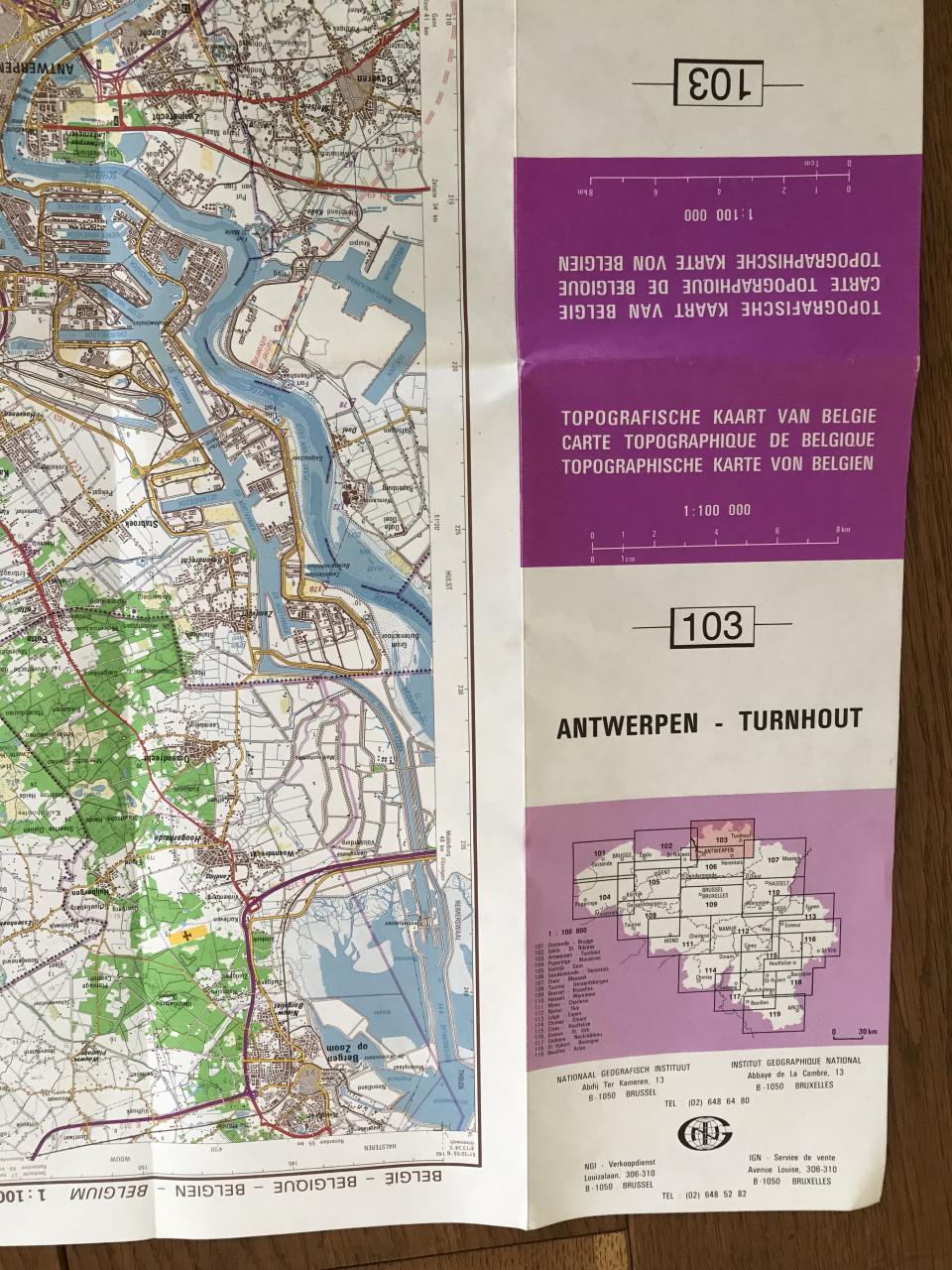 Antwerpen topografische kaart (1989)