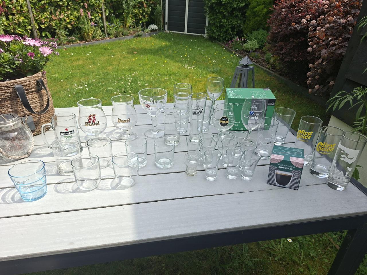 Diverse glazen bier wijn etc