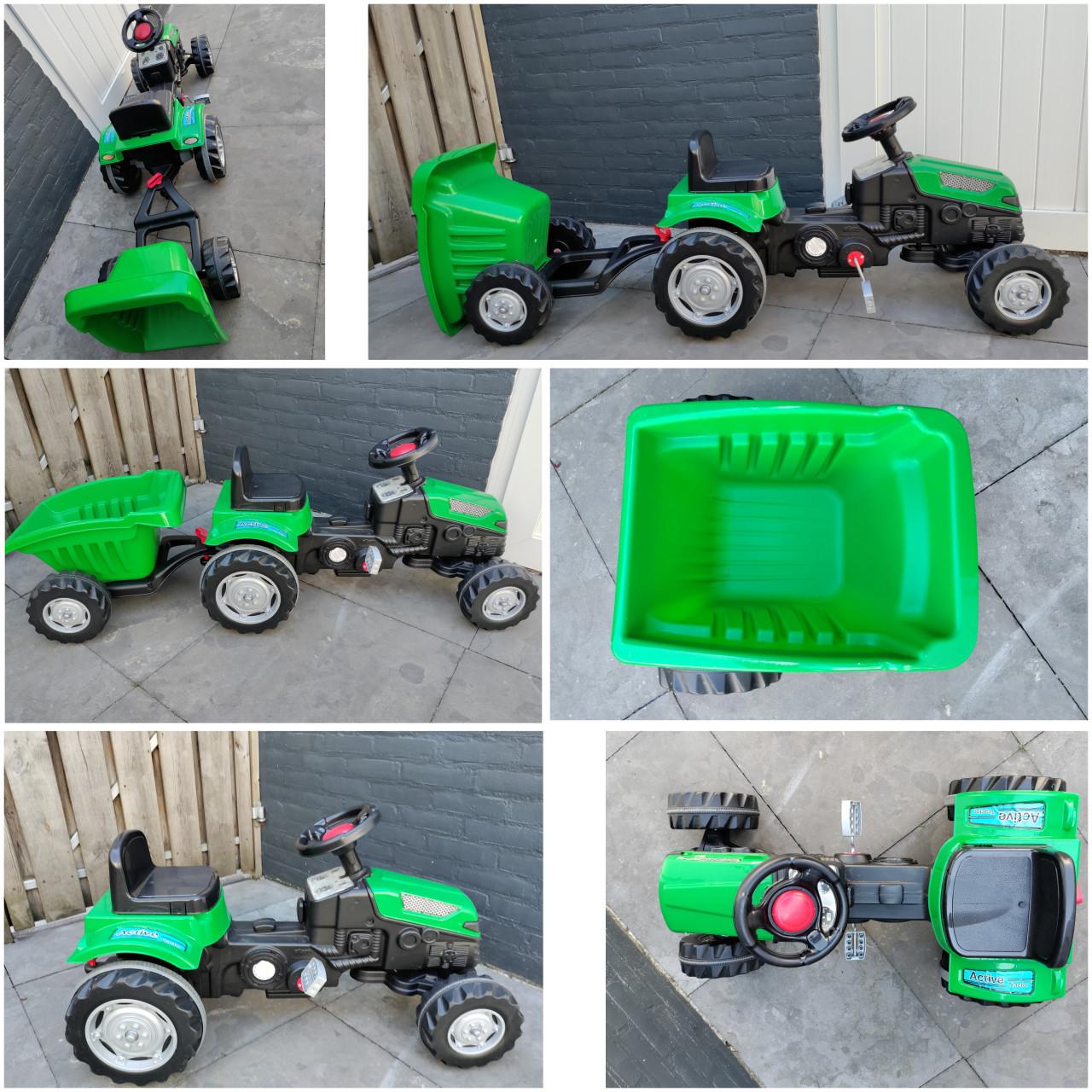 TRAPTRACTOR MET AANHANGBAK EN REMGROEN VAN ACTIVE PEDAL