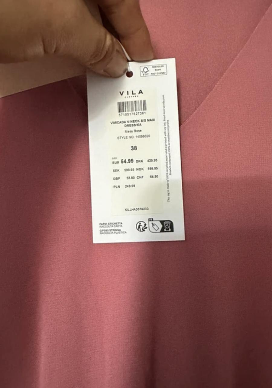 Lange roze Vila jurk maat M. Nieuw met kaartje er nog aan.