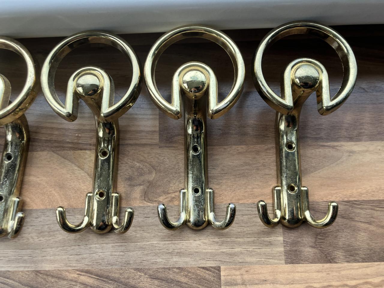 Vintage messing kapstokhaken 7st