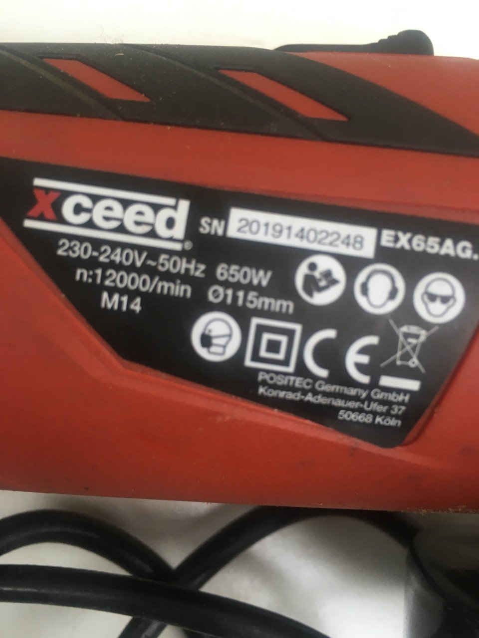 Handzame haakse slijper merk X_ceed   schijfopname 115mm