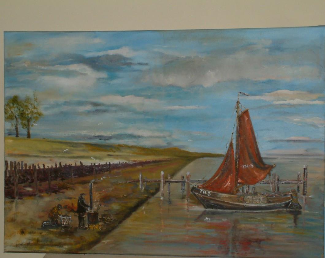 Tholen  3  Hengst  de ---Verwachting bot visser  175 euro    doek 117 x 79