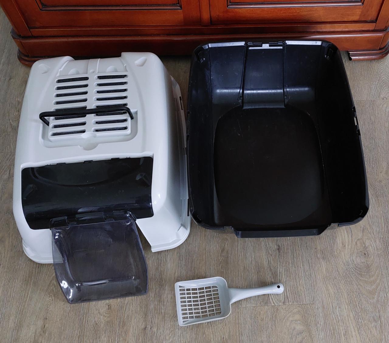 XL Kattenbak*GROOT*kattentoilet*grijs wit*55x40.5x39 cm* als nieuw!