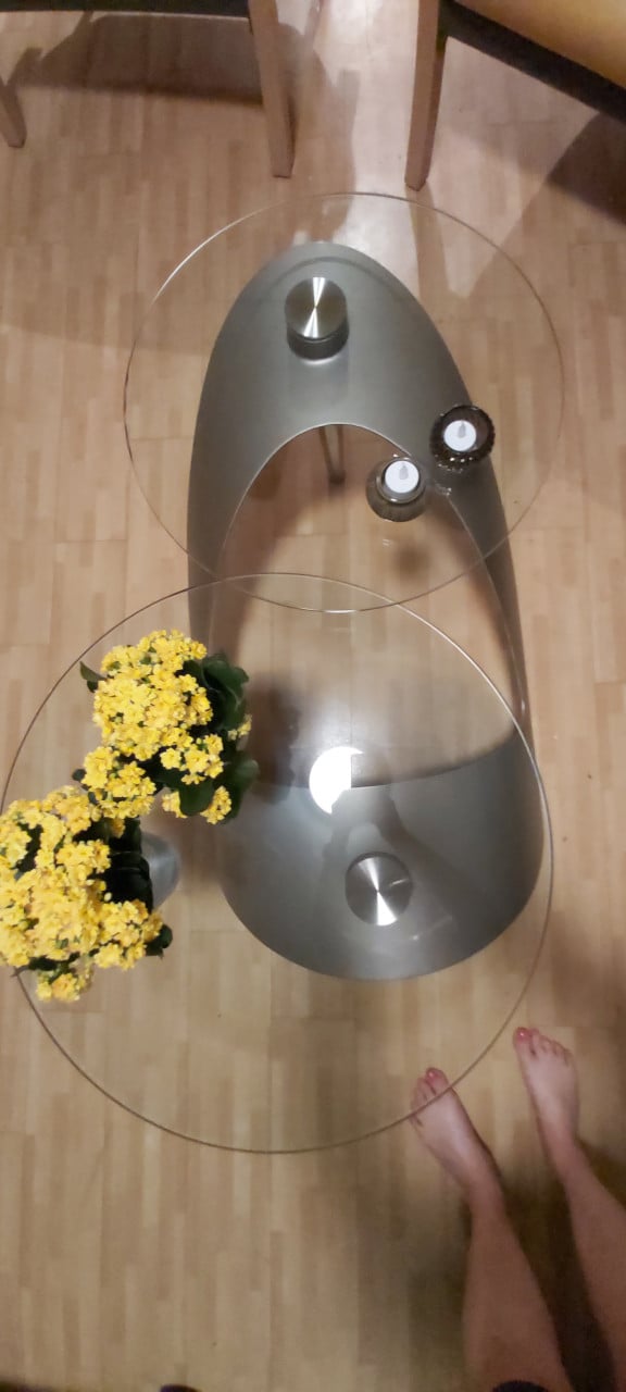 Salontafel glas en metaal