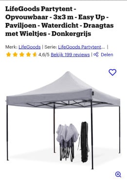 Partytent grijs 3x3