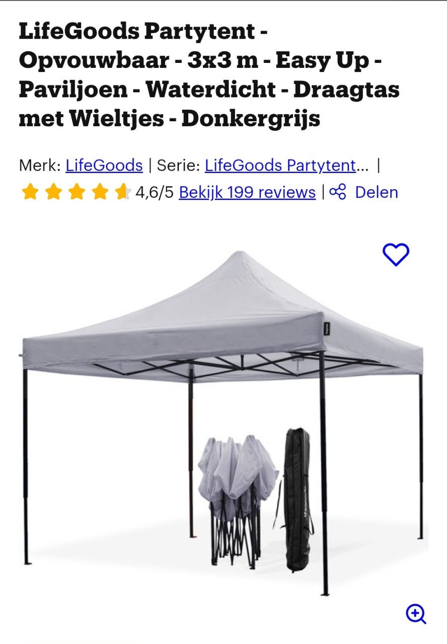 Partytent grijs 3x3