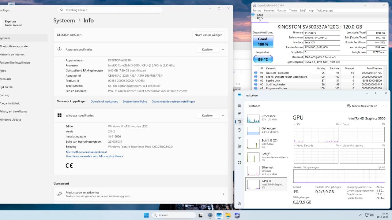 Intel NUC5i3ryh i3-5010u 8Gb 120Gb WIFI Win11LTSC 50€