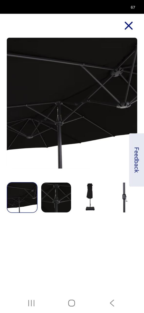Antraciet dubbele parasol 4,6 m lang , 2,6 m breed en 1,8 m hoogg