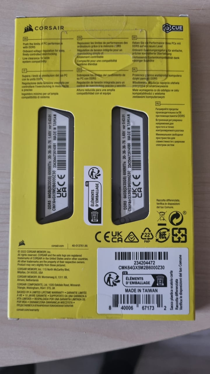 Corsair 64 GB DDR5 werkgeheugen