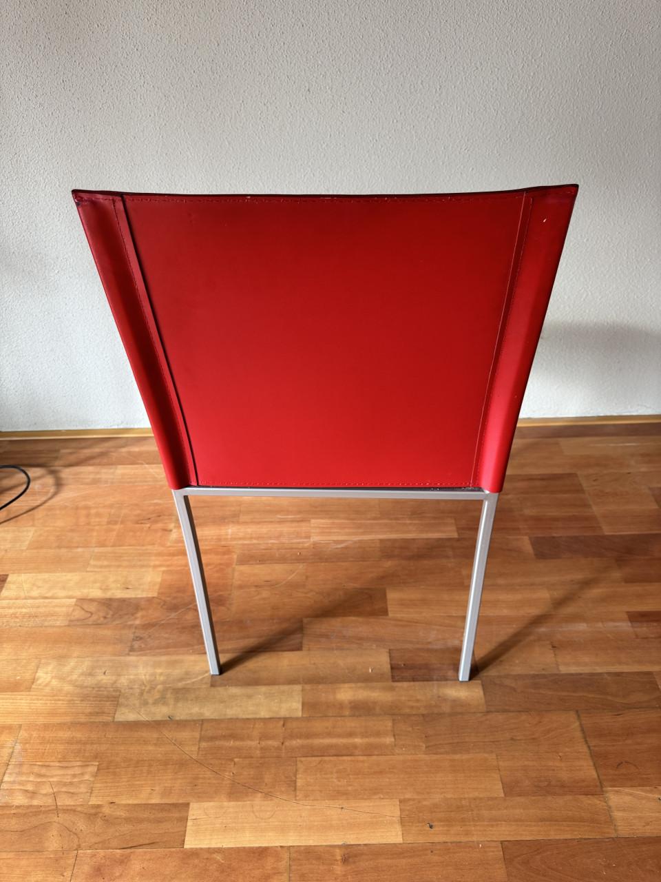 Rode leren eetkamer stoelen