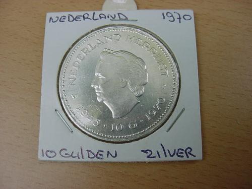 Zilveren 10 Gulden 1970  Bieden