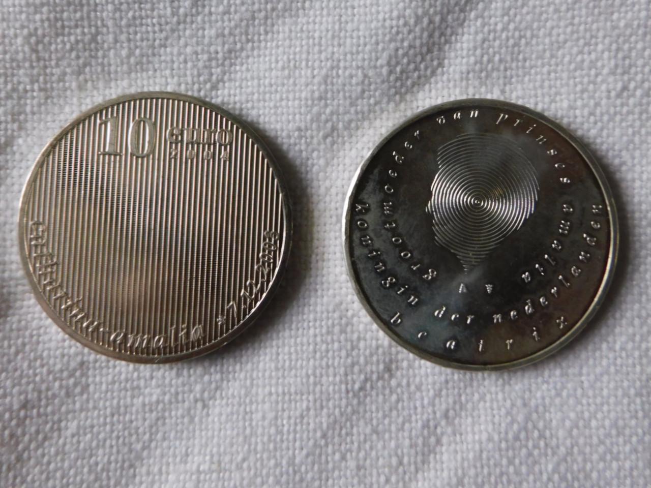2 zilveren 10 euro geboortemunten Amalia