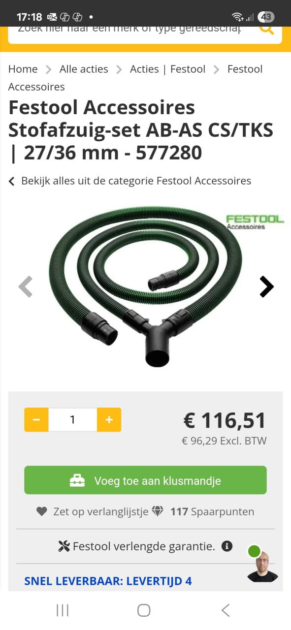 Te koop stof afzuigset festool