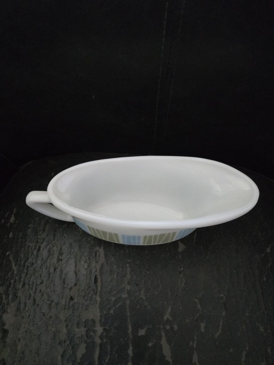 Vintage JAJ Pyrex Matchmaker juskom of suaskom "Matchstick"  van melkglas