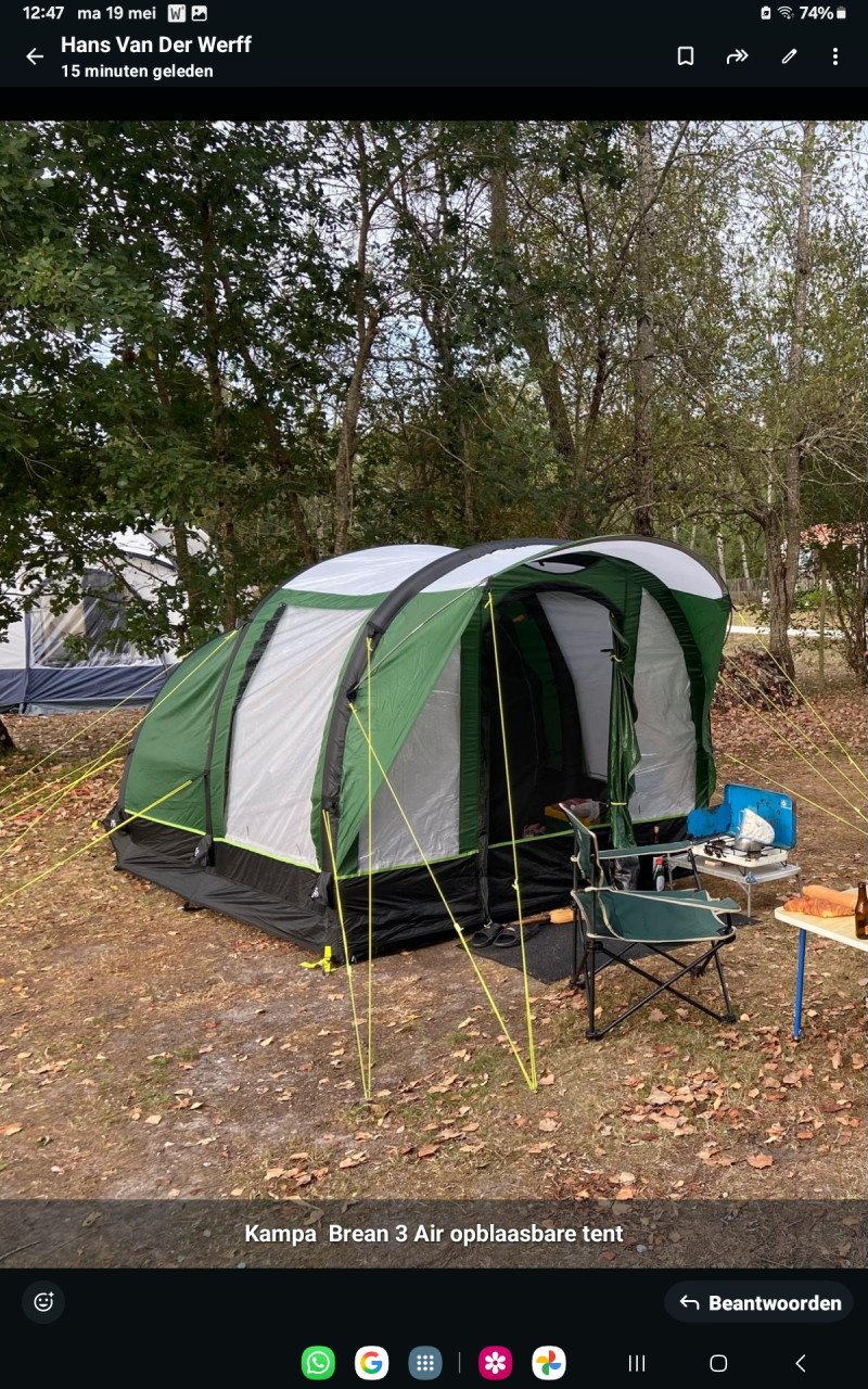 Opblaasbare tent tot 3 personen merk Kampa Brean