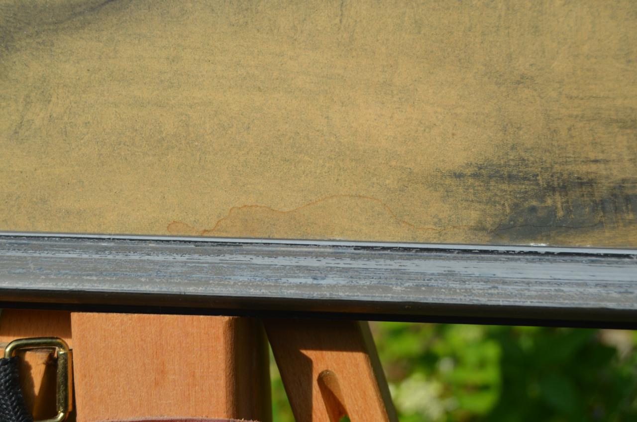 Grote aquarel Fred Slips boerenwoning in een dennenbos