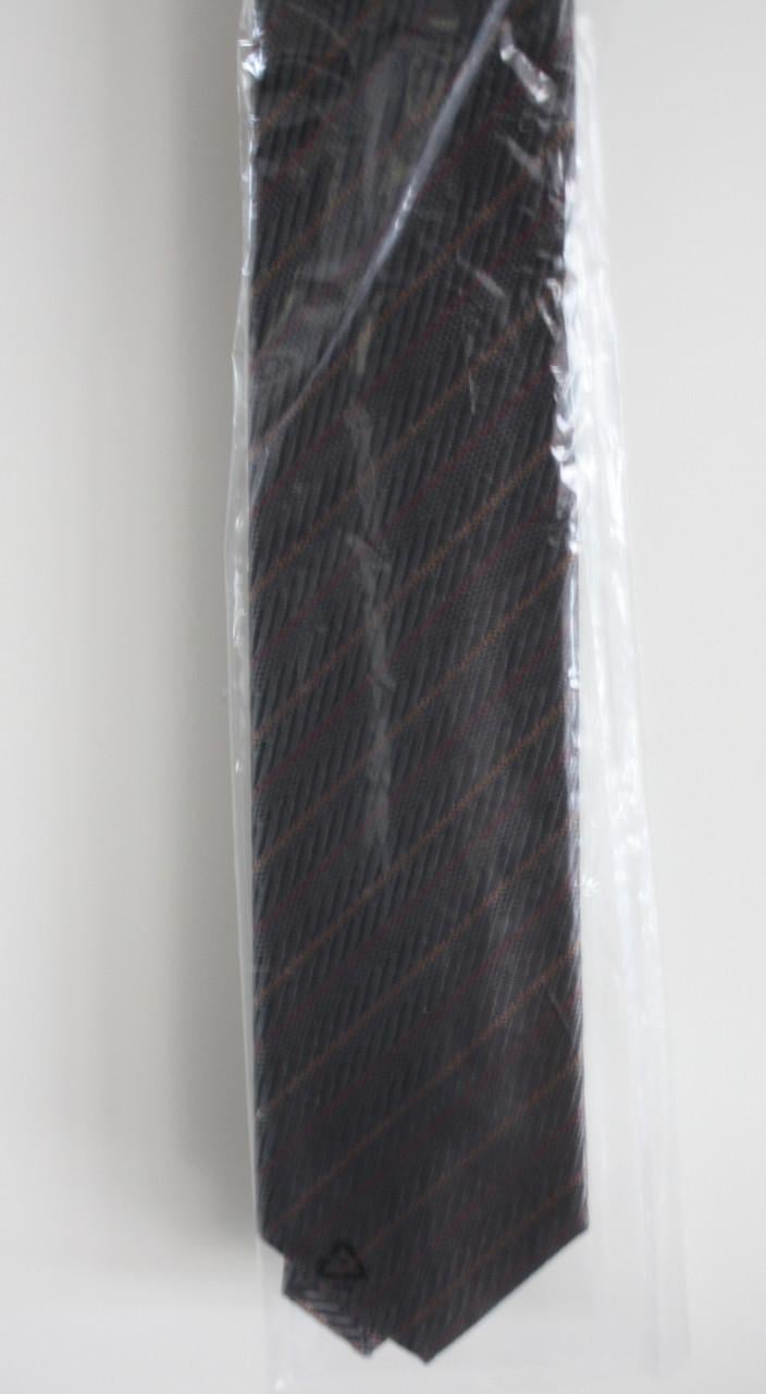 Nieuwe stropdas antraciet grijs  met smalle strepen rood