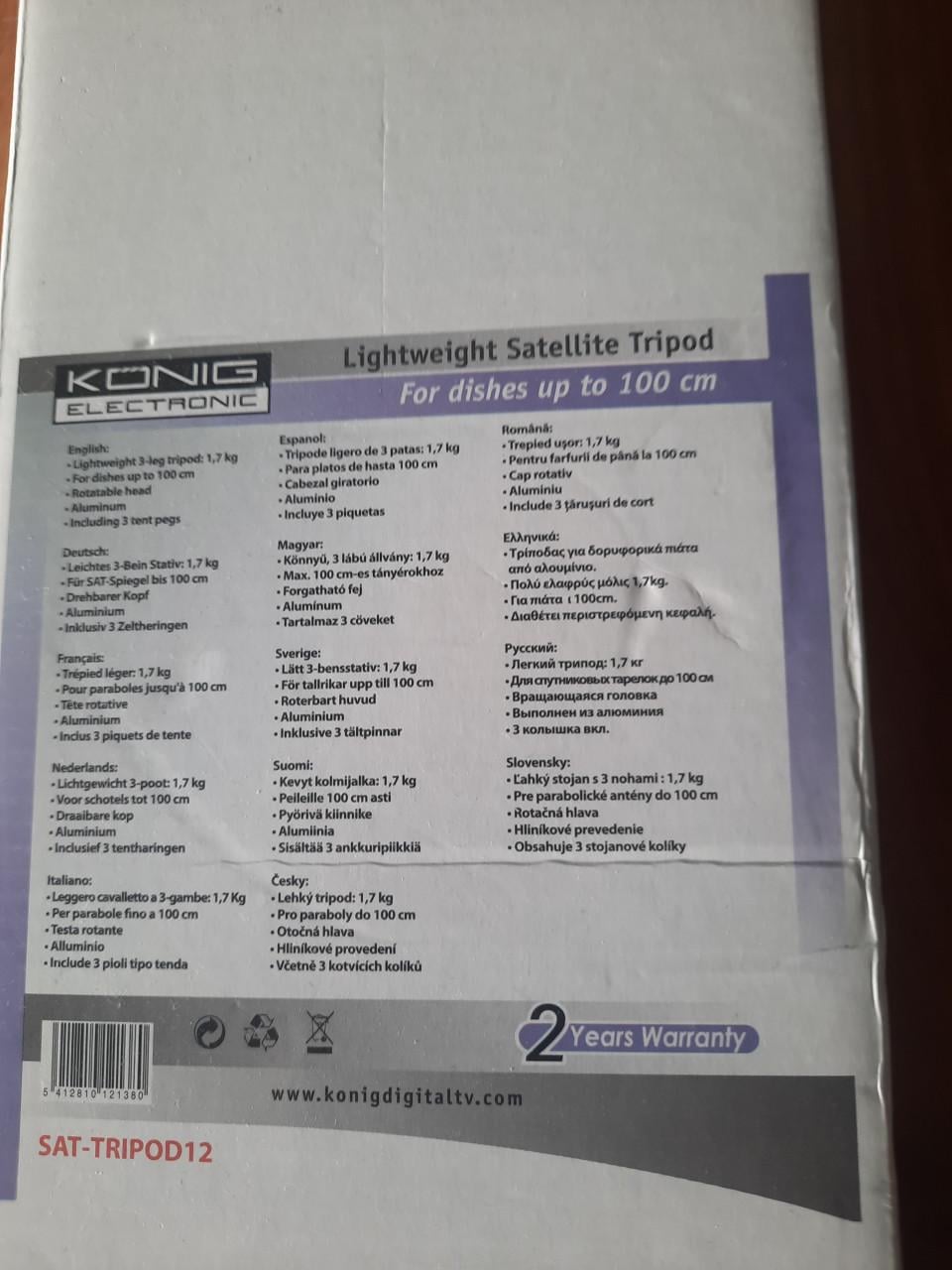 Driepoot statief voor schotel draaibaar