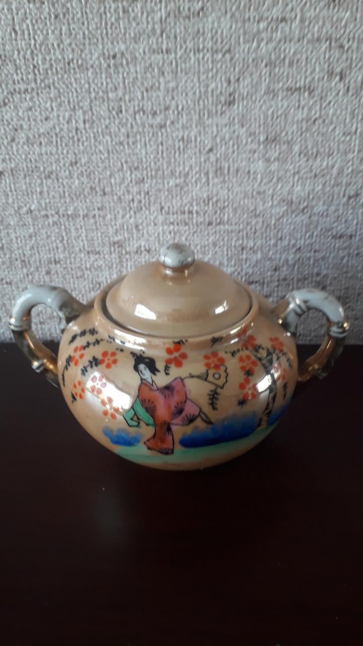 Japans blauw-bruin servies