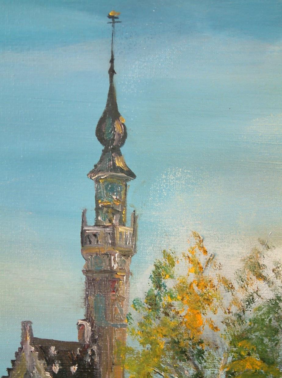 Schilderij Veere  120 x 80 cm olie op doek Jac Caljouw Arnemuiden