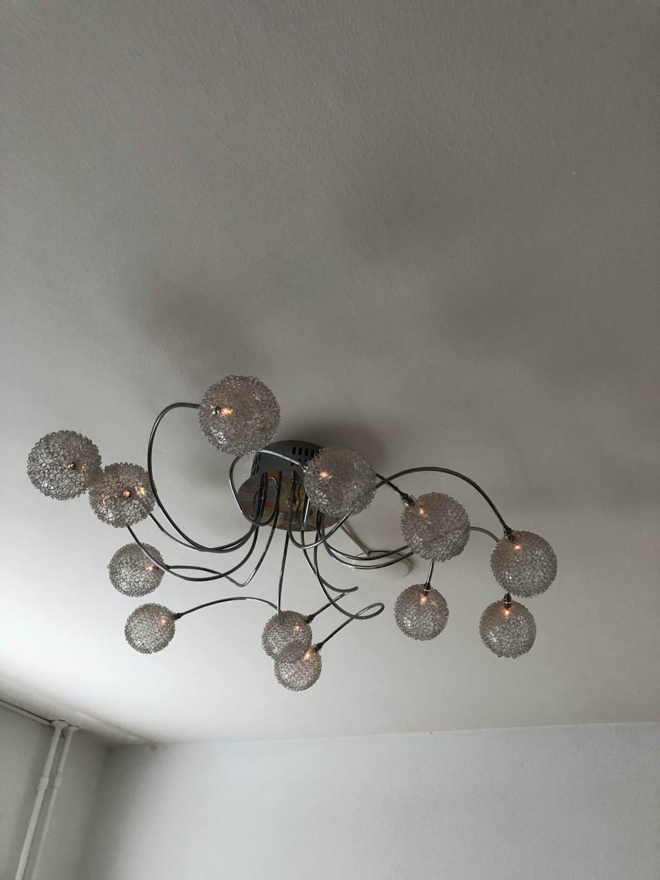 Moderne design plafondlamp met 12 glazen bolletjes – dimbaar – chroom