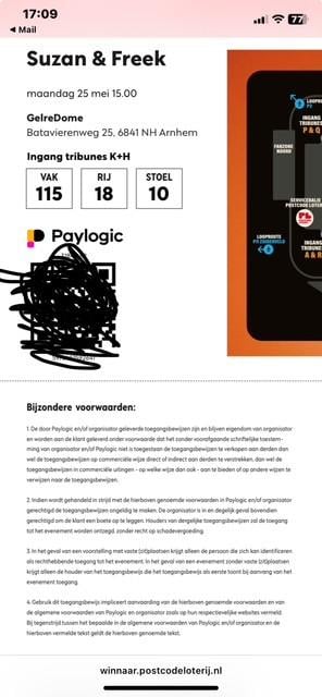 4 kaarten Suzan en Freek 25 mei 15.00 uur