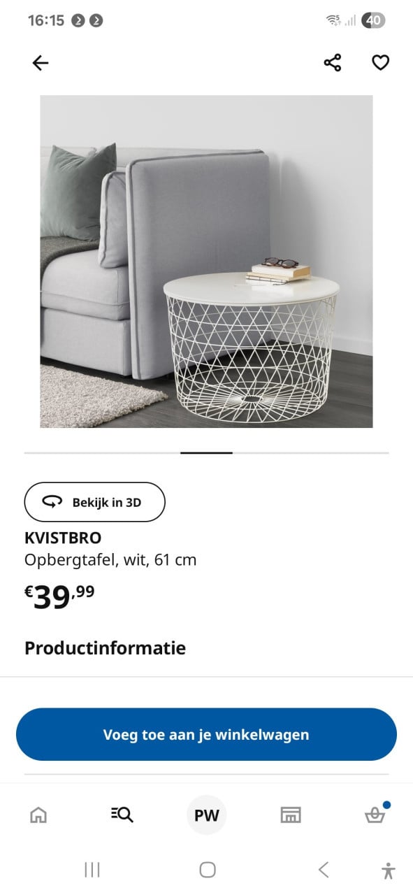 Kvitsbro opberg tafeltjes. 2 maten
