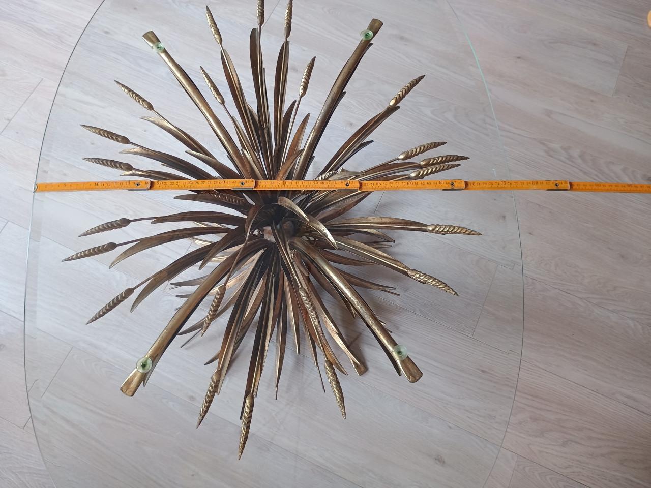 "Design" salontafel glas met poot wheat sheaf (tarwe schoof)