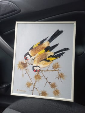 Prachtige Schilderij Twee Puttertjes .