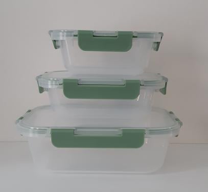 HEMA 3 bewaardozen + clipdeksel, voorraad, vershoudbakjes, semi transparant