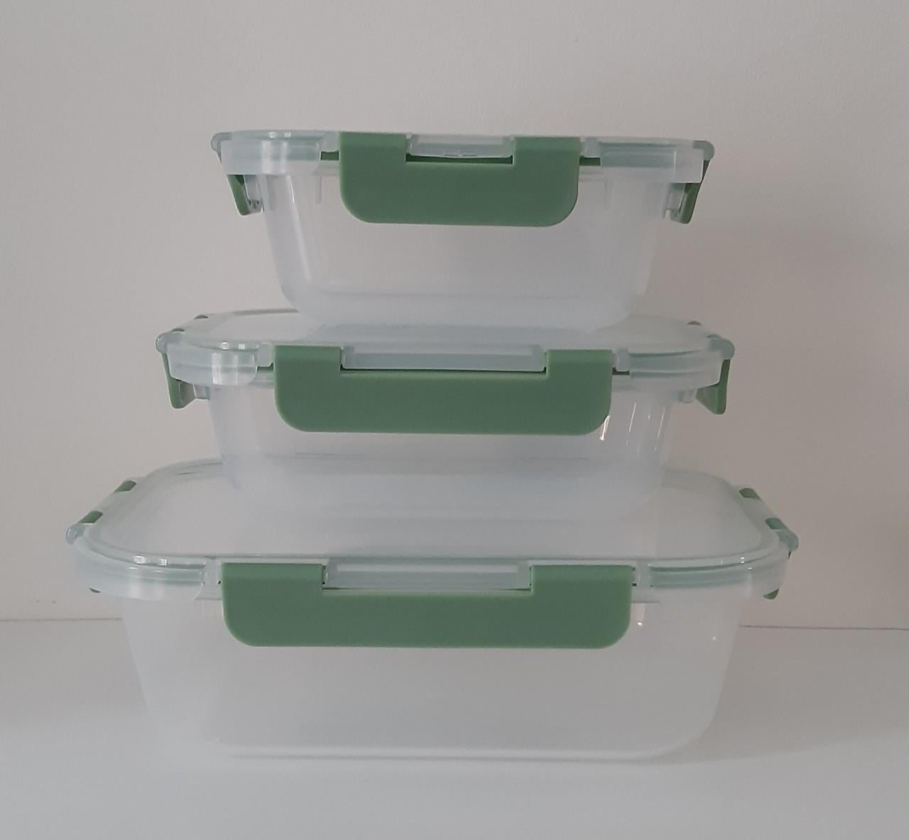 HEMA 3 bewaardozen + clipdeksel, voorraad, vershoudbakjes, semi transparant