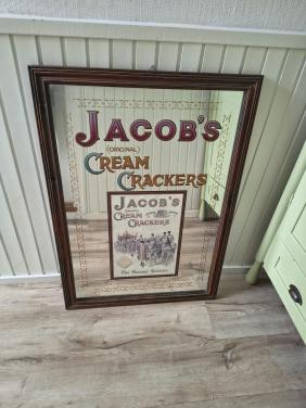 Prachtige oude originele Jacobs cream crackers spiegel, IZGS