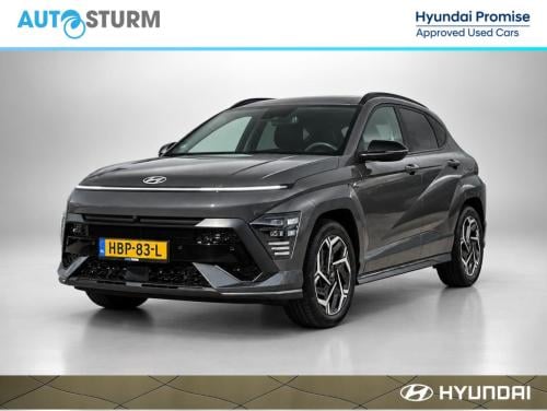 Hyundai Kona 1.6 gdi hev n line trekhaak afneembaar, allseasons + nieuwstaa