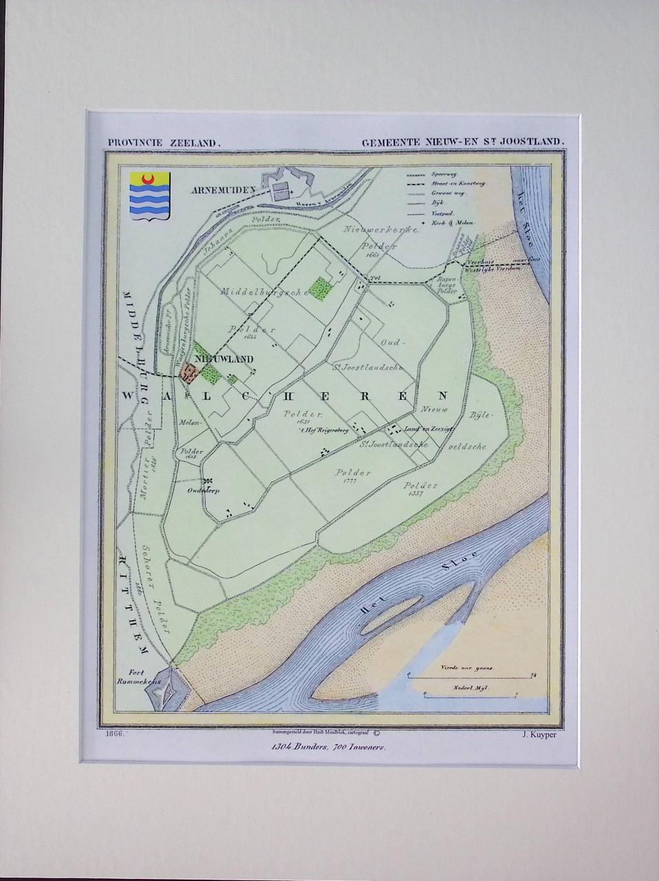 Gemeente kaartjes van J. Kuyper in kleur met Gemeente wapen