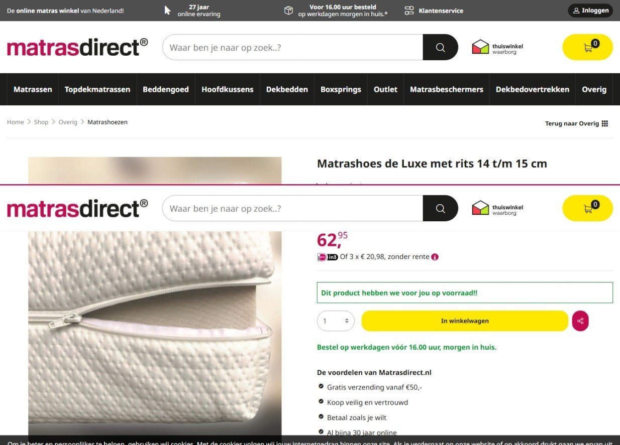 MATRASHOES de luxe met rits 140X200cm 14-15 cm dikte