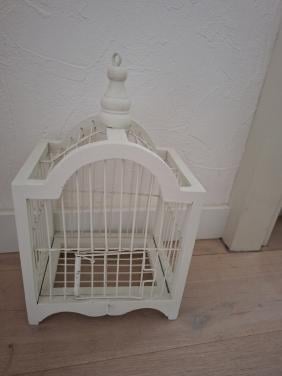 Houten wit vogelkooitje voor sier