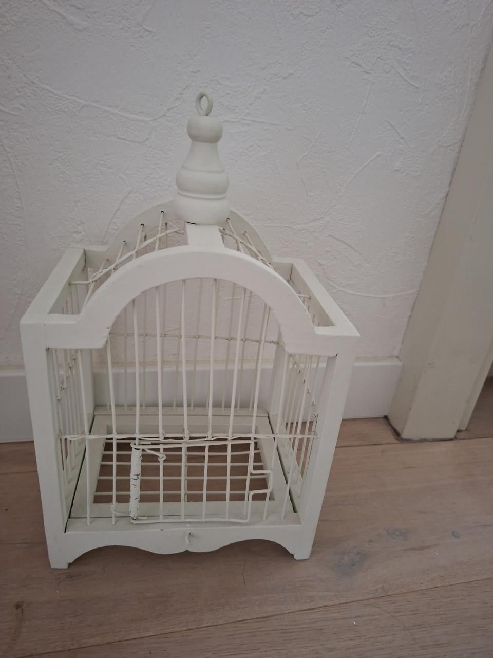 Houten wit vogelkooitje voor sier