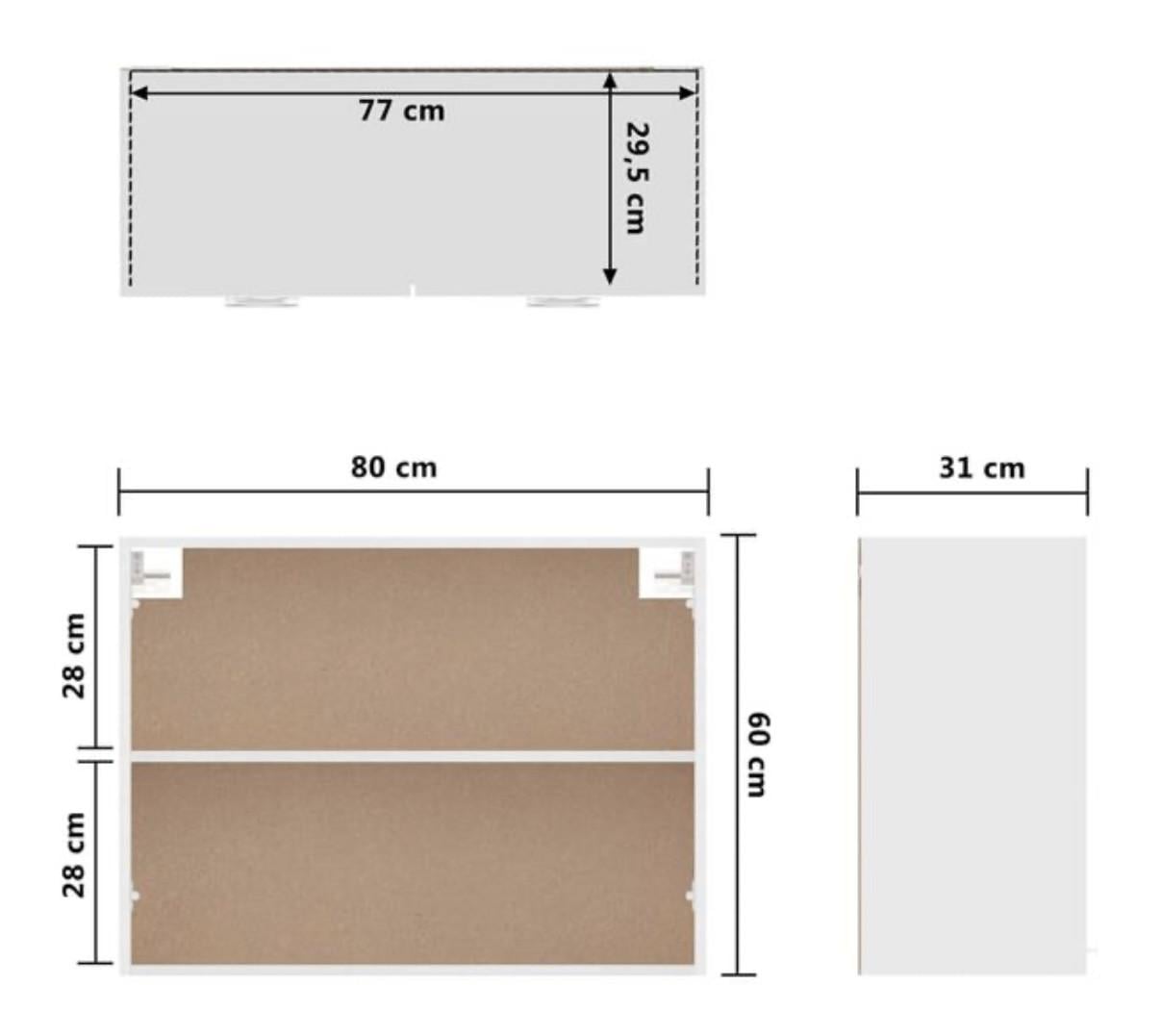 Nieuwe hangkast 80 x 60 x 31 cm / Kleur wit