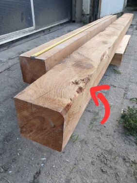 2 houten tuin palen/balk of staanders van Douglas 230&300cm.