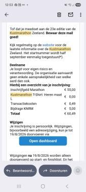 Startnummer kustmarathon 2026 hardlopen