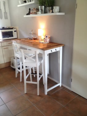 Bartafel met oud eiken ingelegd blad (like Riviera Maison)